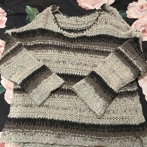 Free People Oversized Chunky Knit Striped Sweater